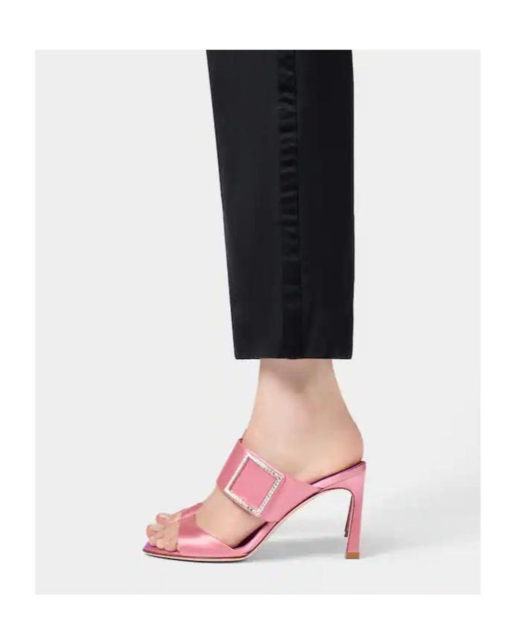 Roger Vivier Pink Trompette Satin Mules