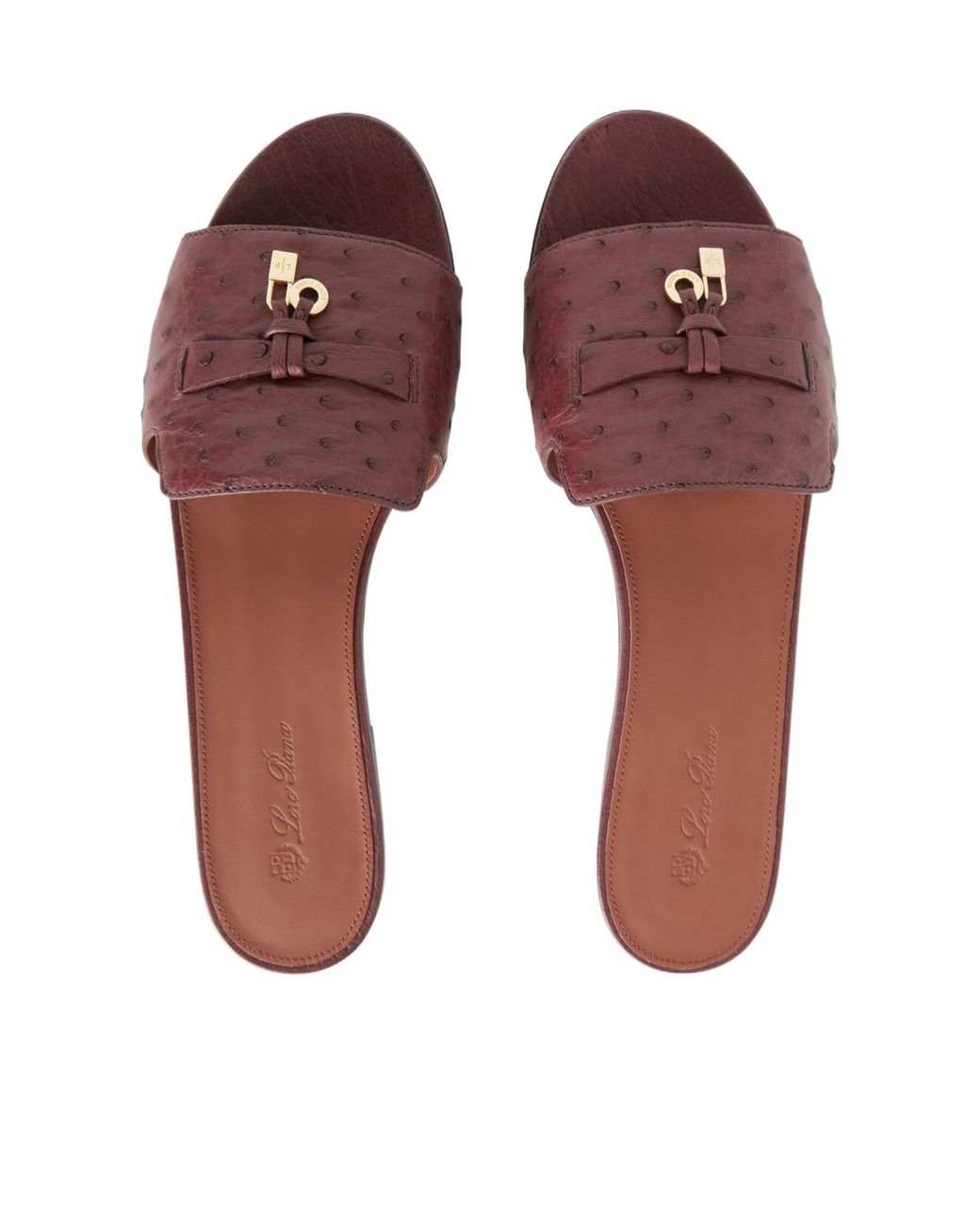 Loro Piana Brown Open-Toed Slippers