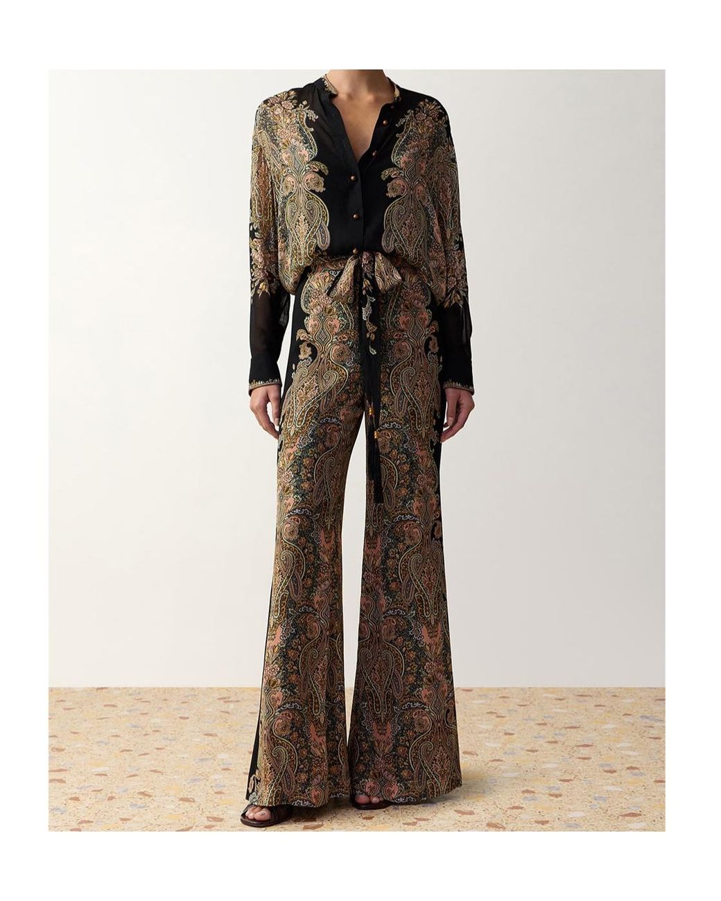 Zimmermann Brown Clash Georgette Pant