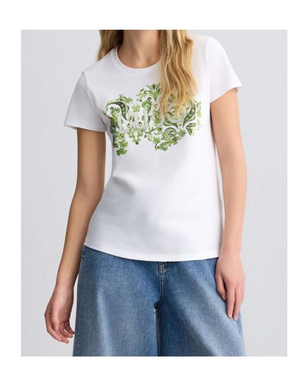 Liu Jo White Crystal-Embellishment T-Shirt