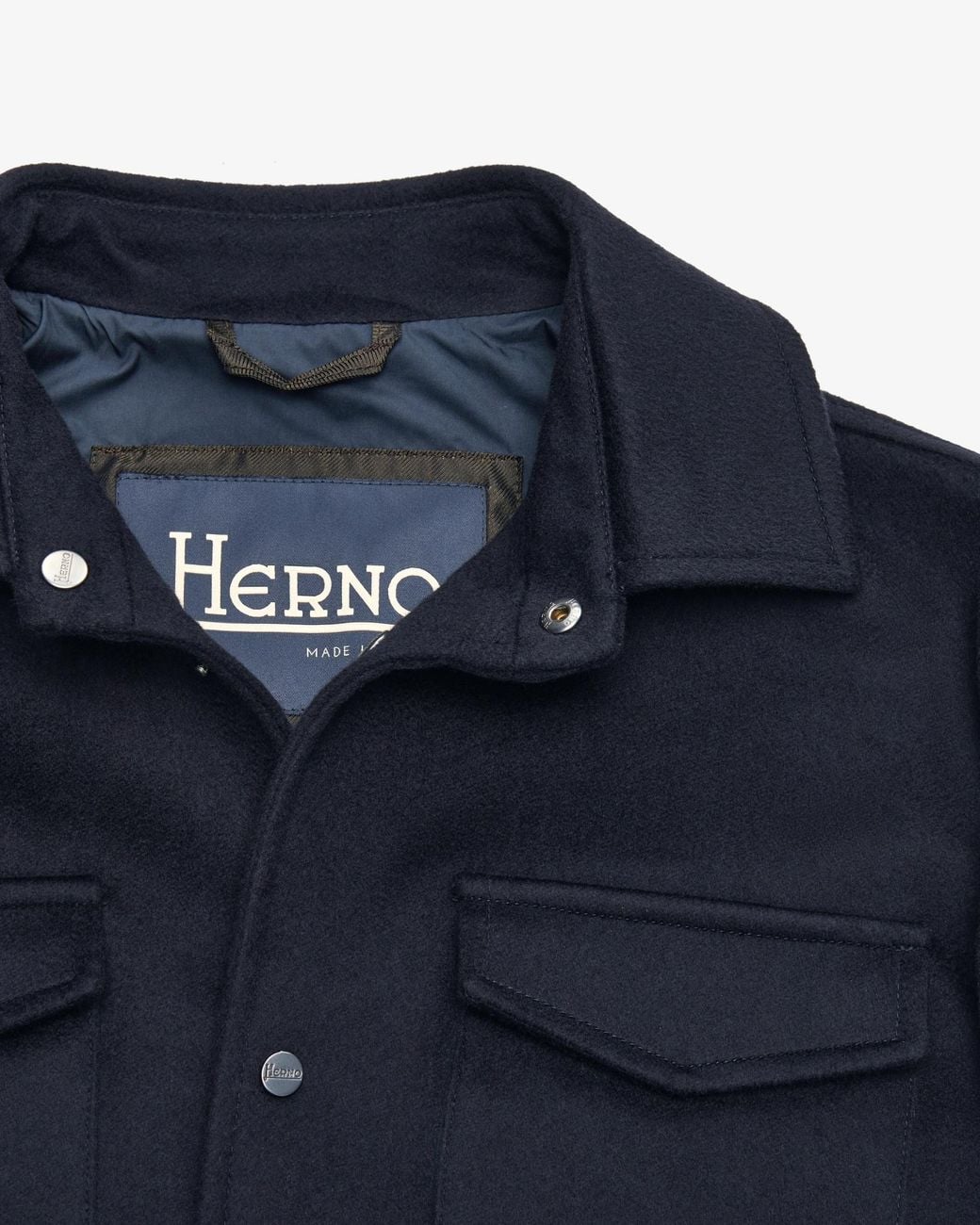 Herno Blue Snap-Button Overshirt Jacket for men