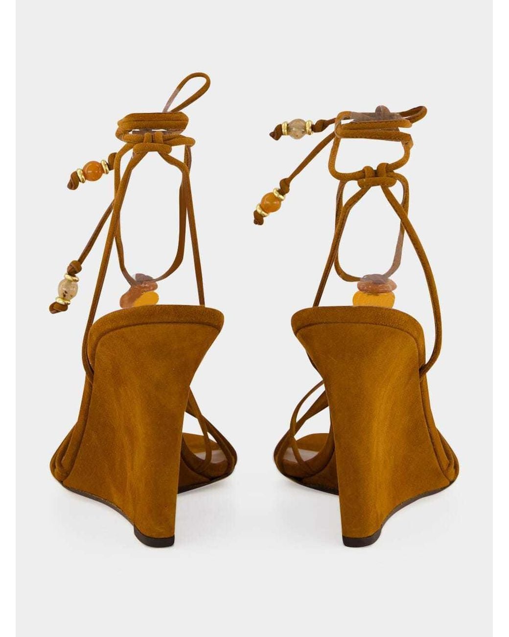 Jimmy Choo Metallic Lova Bead-Embellished Suede Wedge Sandals