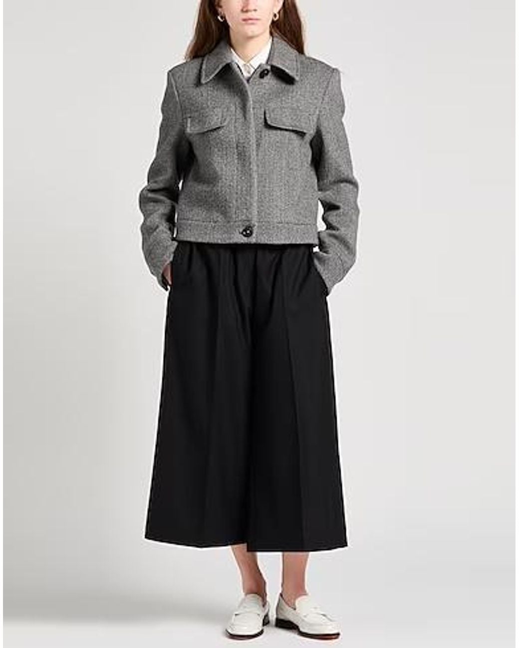 Sportmax Gray Long-Sleeve Wool Coat