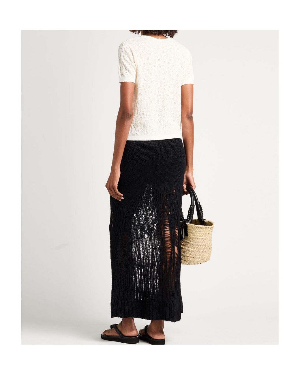 Chloé Black Hollow Knitted Skirt