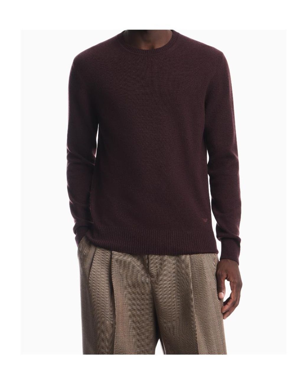 Emporio Armani Purple Crew-Neck Knitted Sweater for men