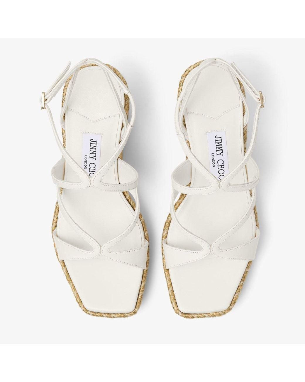 Jimmy Choo Metallic Ayla 85 Leather Wedge Sandals