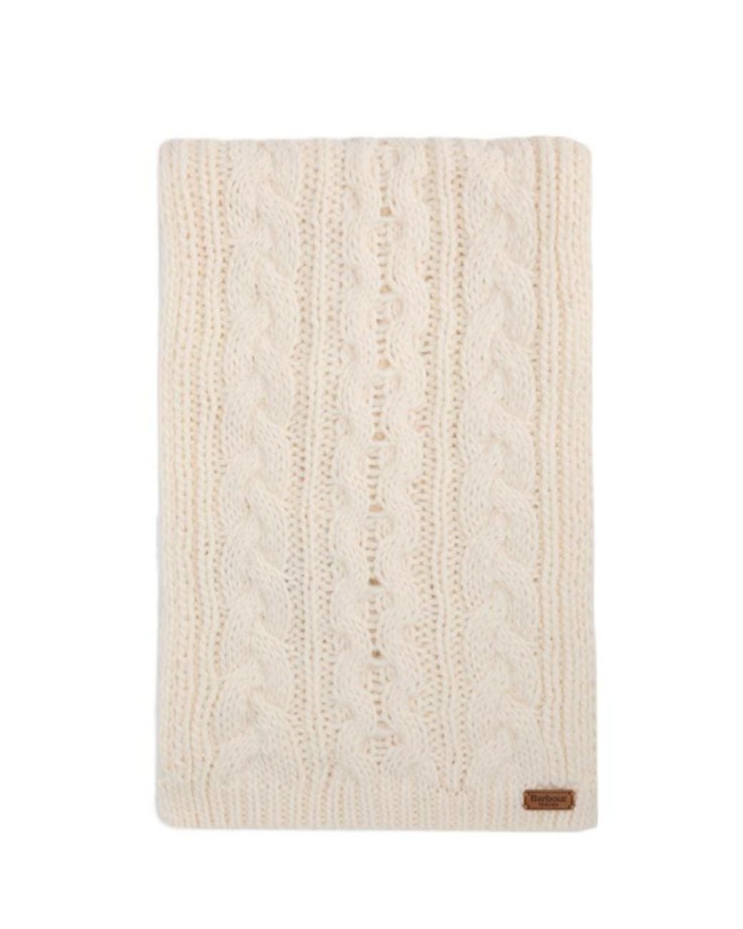 Barbour White Cable-Knit Scarf And Beanie Hat Set