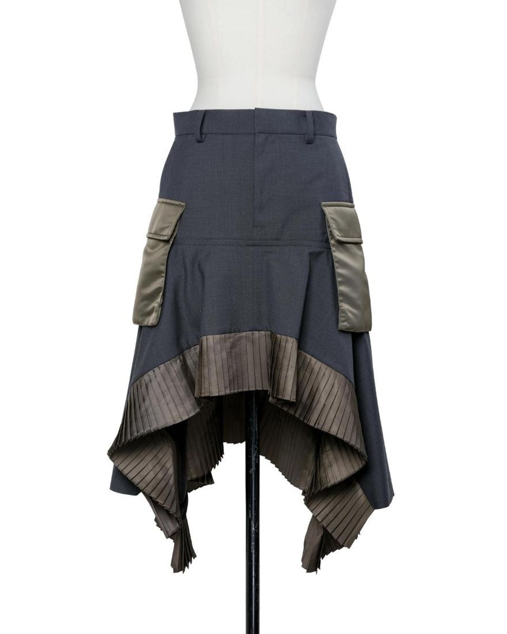 Sacai Gray Suiting X Twill Skirt