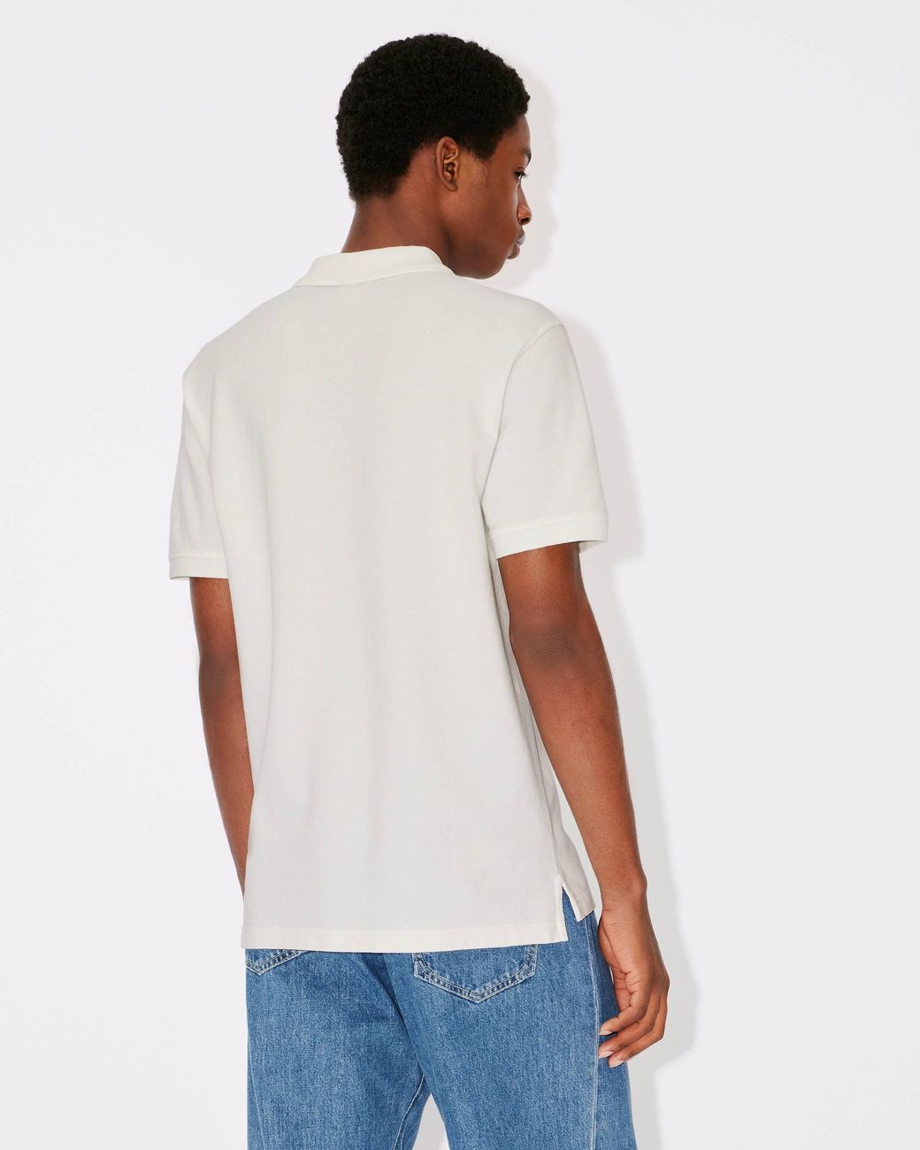 KENZO White Logo Embroidered Short-Sleeved Polo Shirt for men