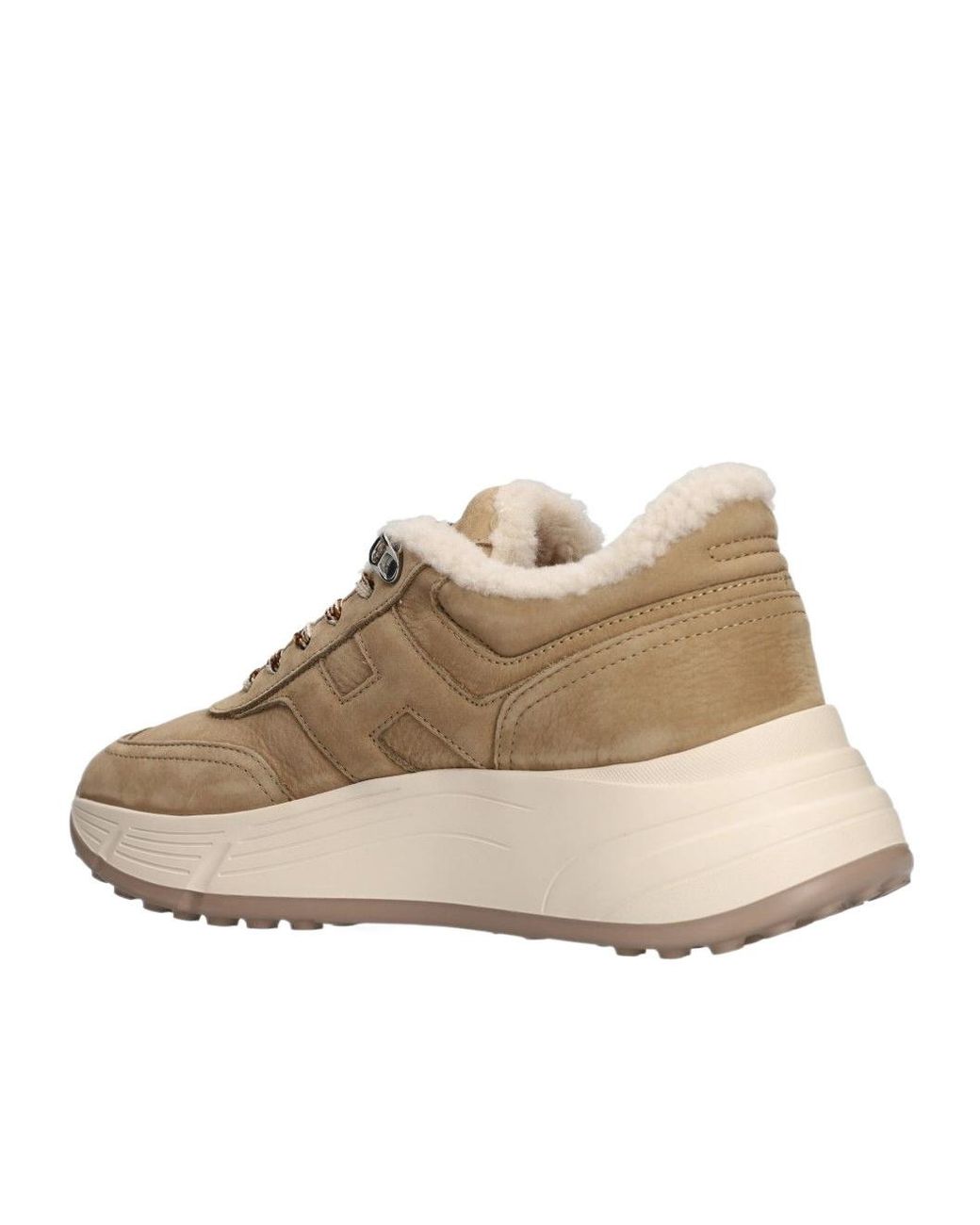 Hogan Natural Hi Fi Shearling Low-Top Sneakers