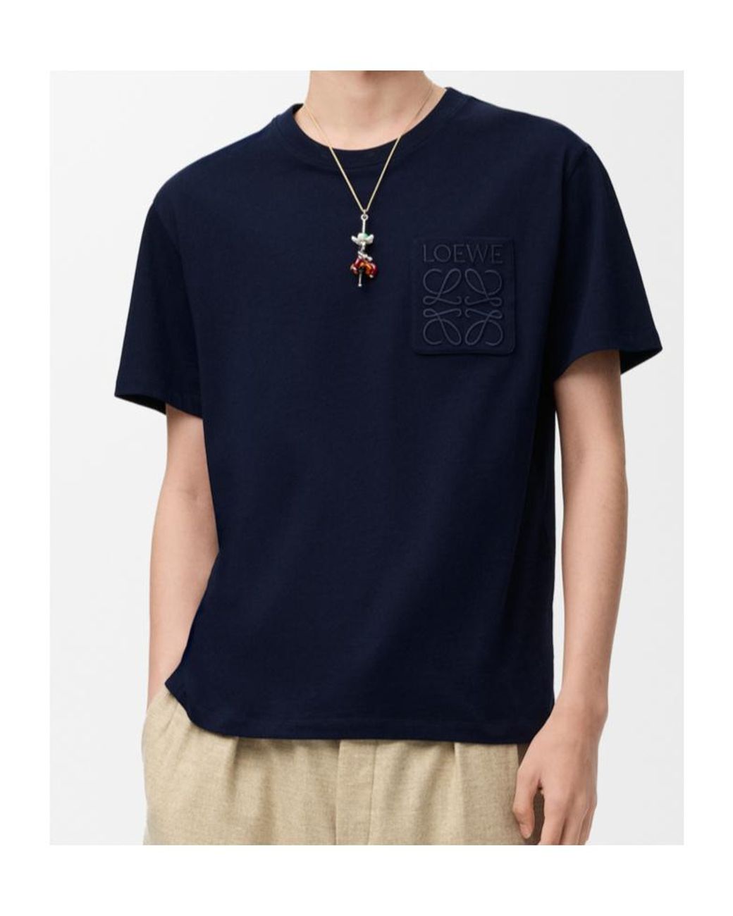Loewe Blue Cotton Anagram T-Shirt for men