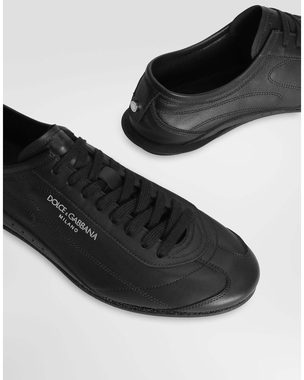 Dolce & Gabbana Black Lipari Logo Printed Sneakers for men