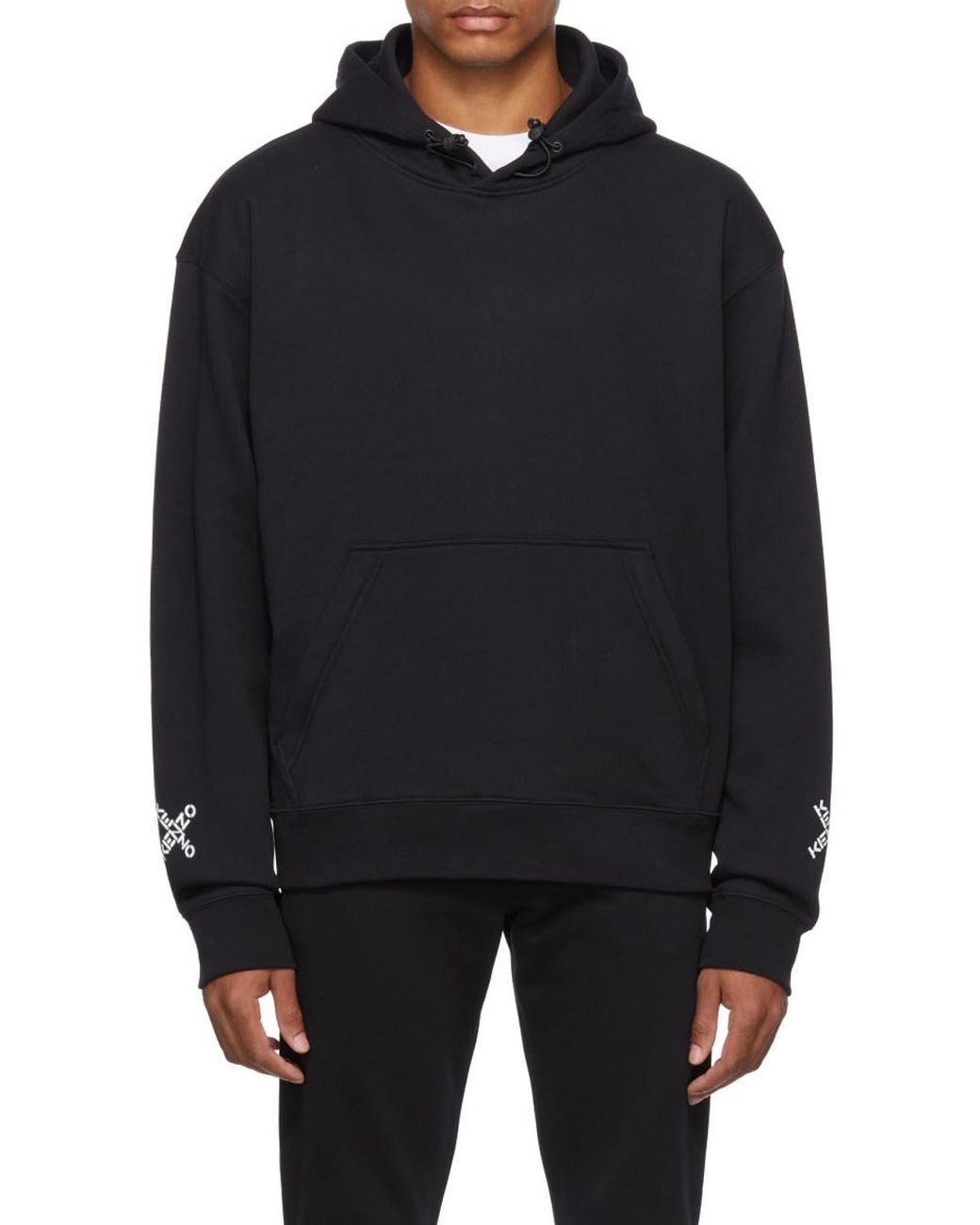 KENZO Black Logo-Print Hoodie for men