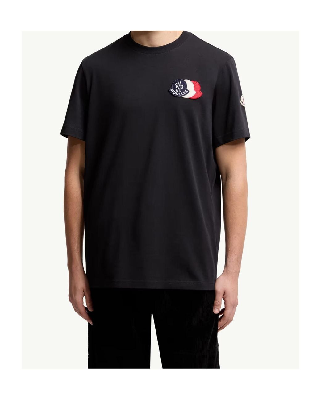 Moncler Black Logo Embroidered Crewneck T-Shirt for men