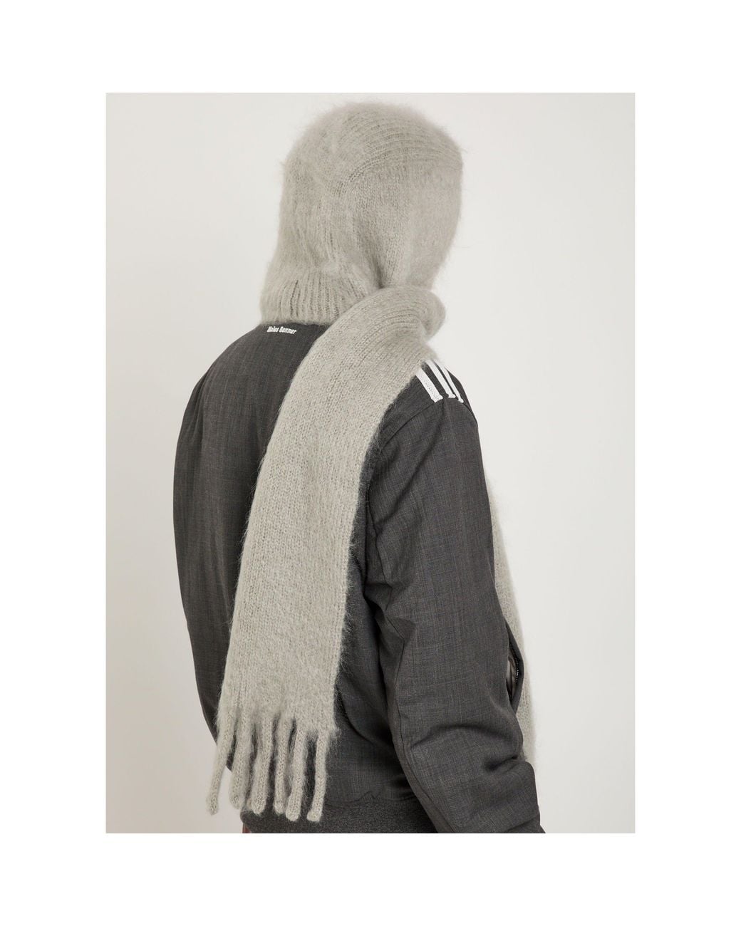 Acne White Hooded Wool Knitted Scarf for men