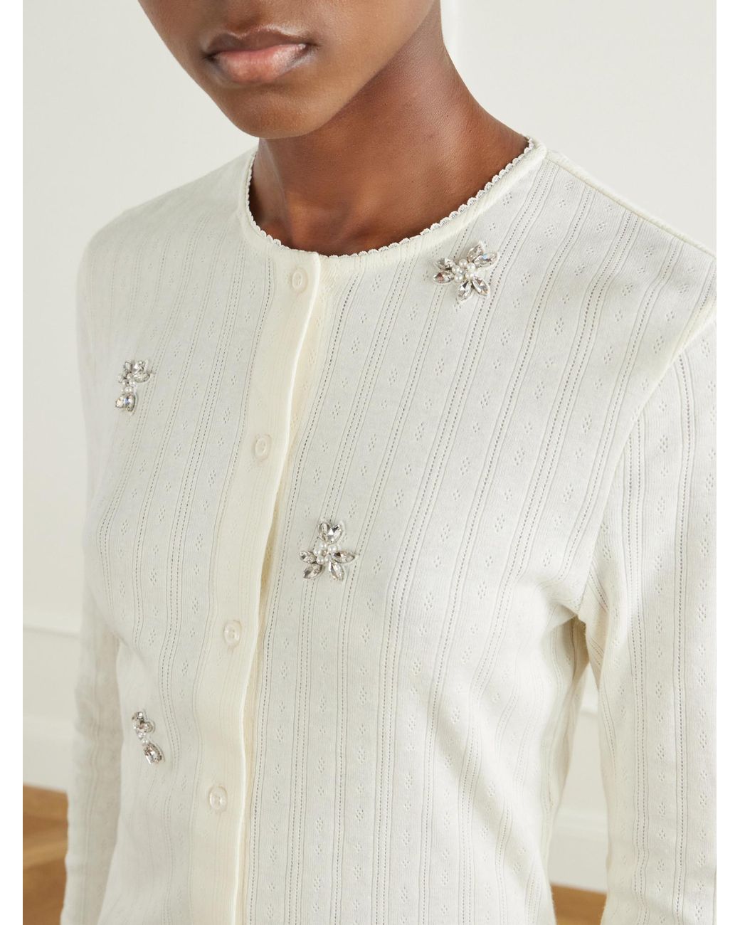Simone Rocha White Embellished Cotton Cardigan