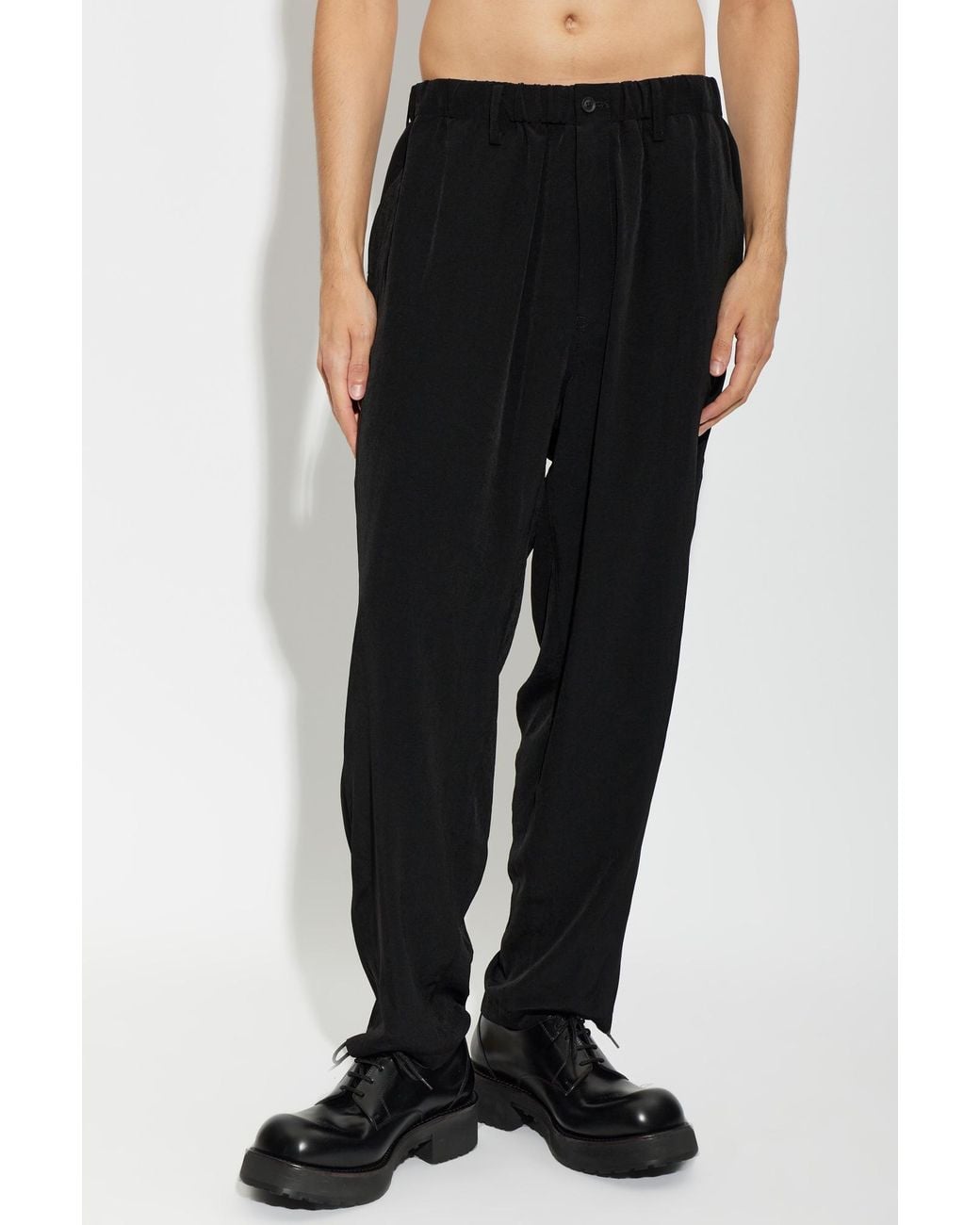 Yohji Yamamoto Black Ta Tuxedo Double Stitch Elastic Pants for men