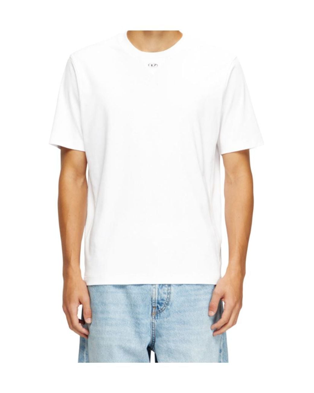 DIESEL White Logo Crew Neck T-Shirt for men