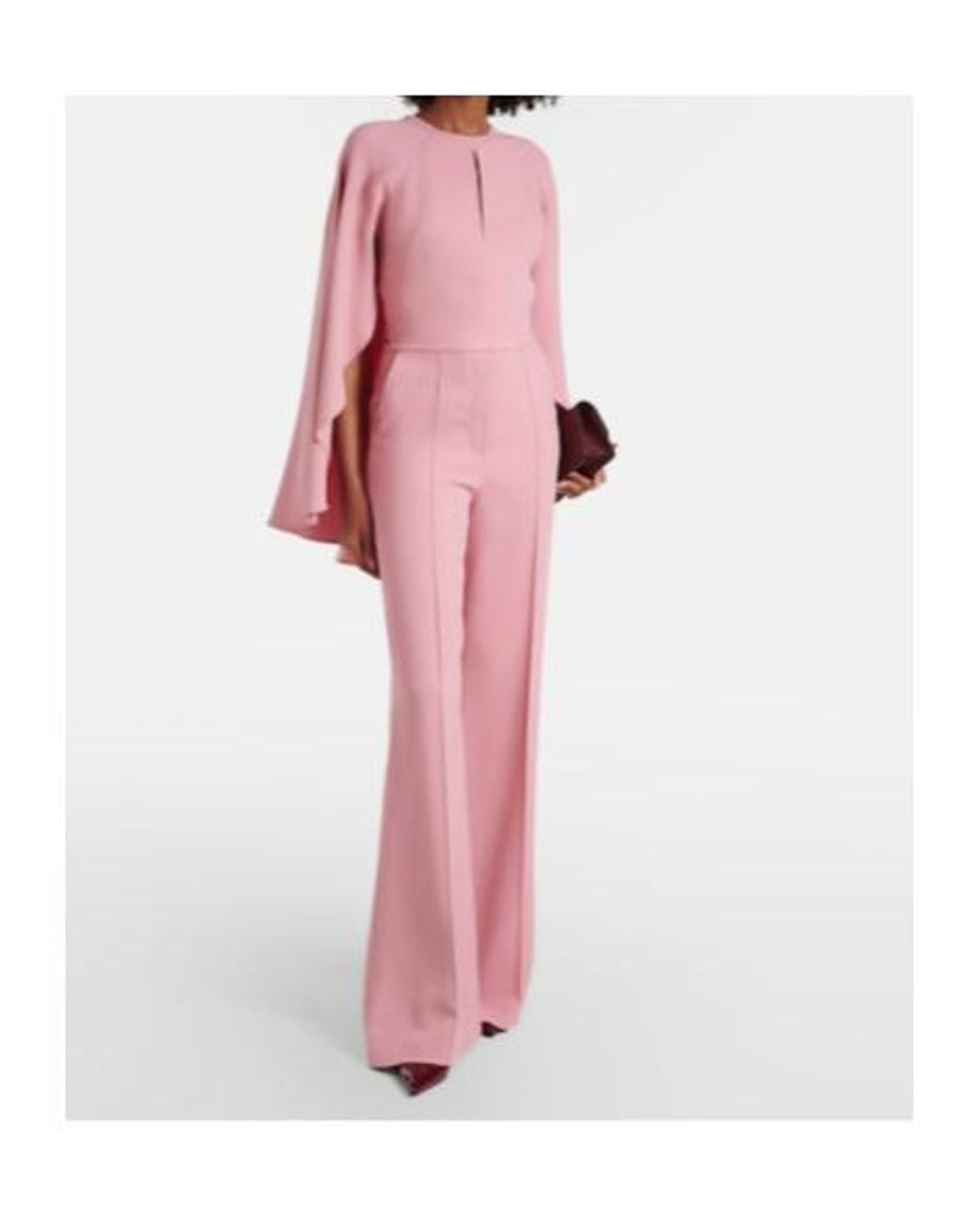 Elie Saab Pink Caped Cady Jumpsuit