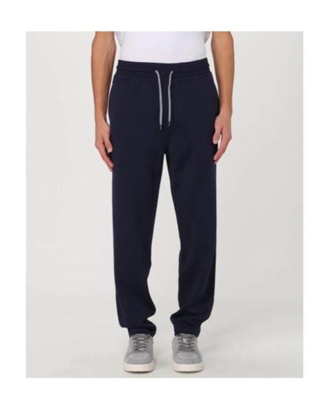 Brunello Cucinelli Blue Drawstring Tapered Leg Pants for men