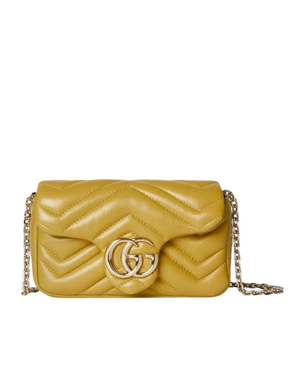 Gucci Yellow Gg Marmont Mini Shoulder Bag
