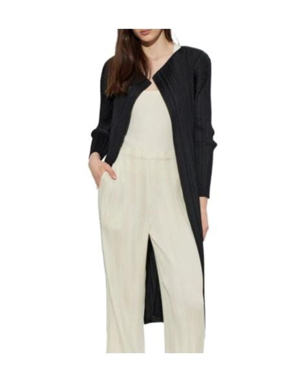 Pleats Please Issey Miyake Black Pleated Cardigan
