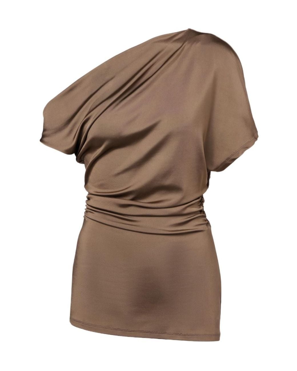 TOVE Brown Edel Ruched Draped Jersey Top