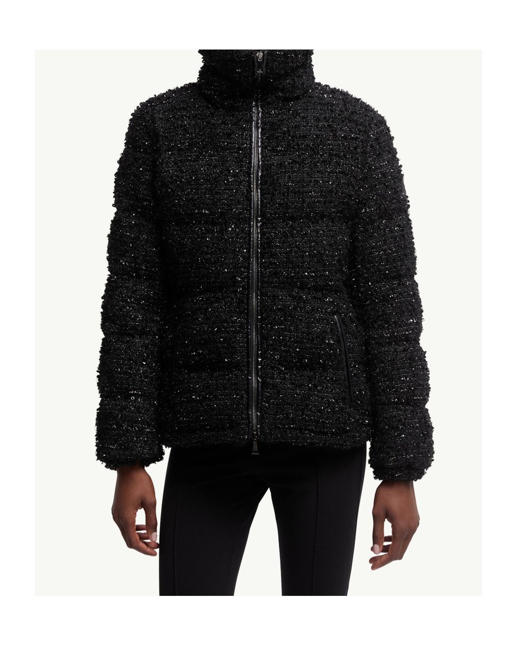 Moncler Black Urbel Tweed Short Down Jacket