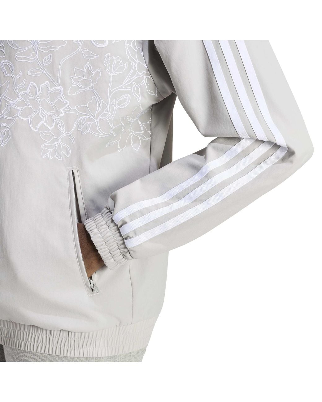 Adidas Originals White Stand-Collar Zip-Up Track Jacket