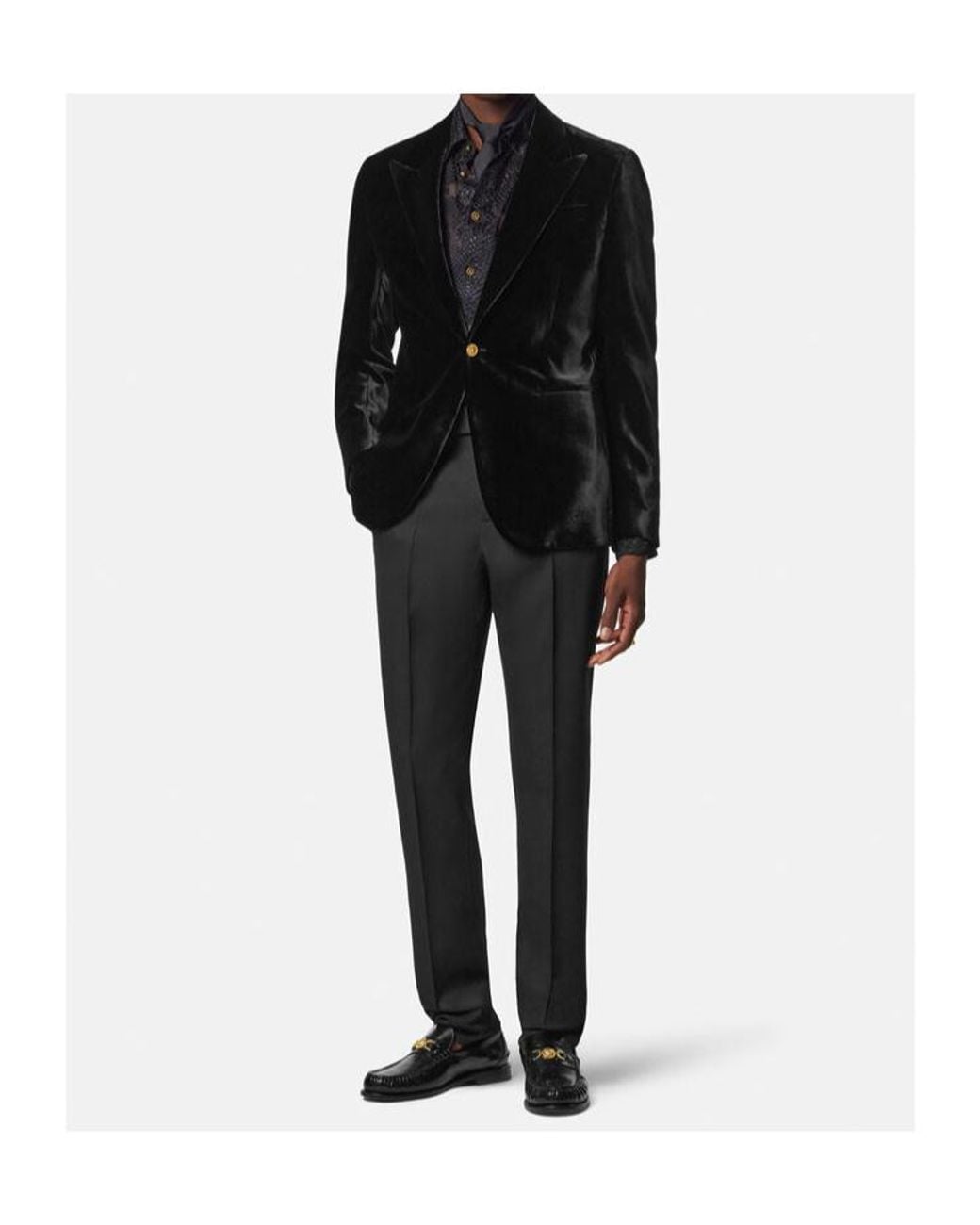 Versace Black Single-Buttoned Velvet Blazer for men