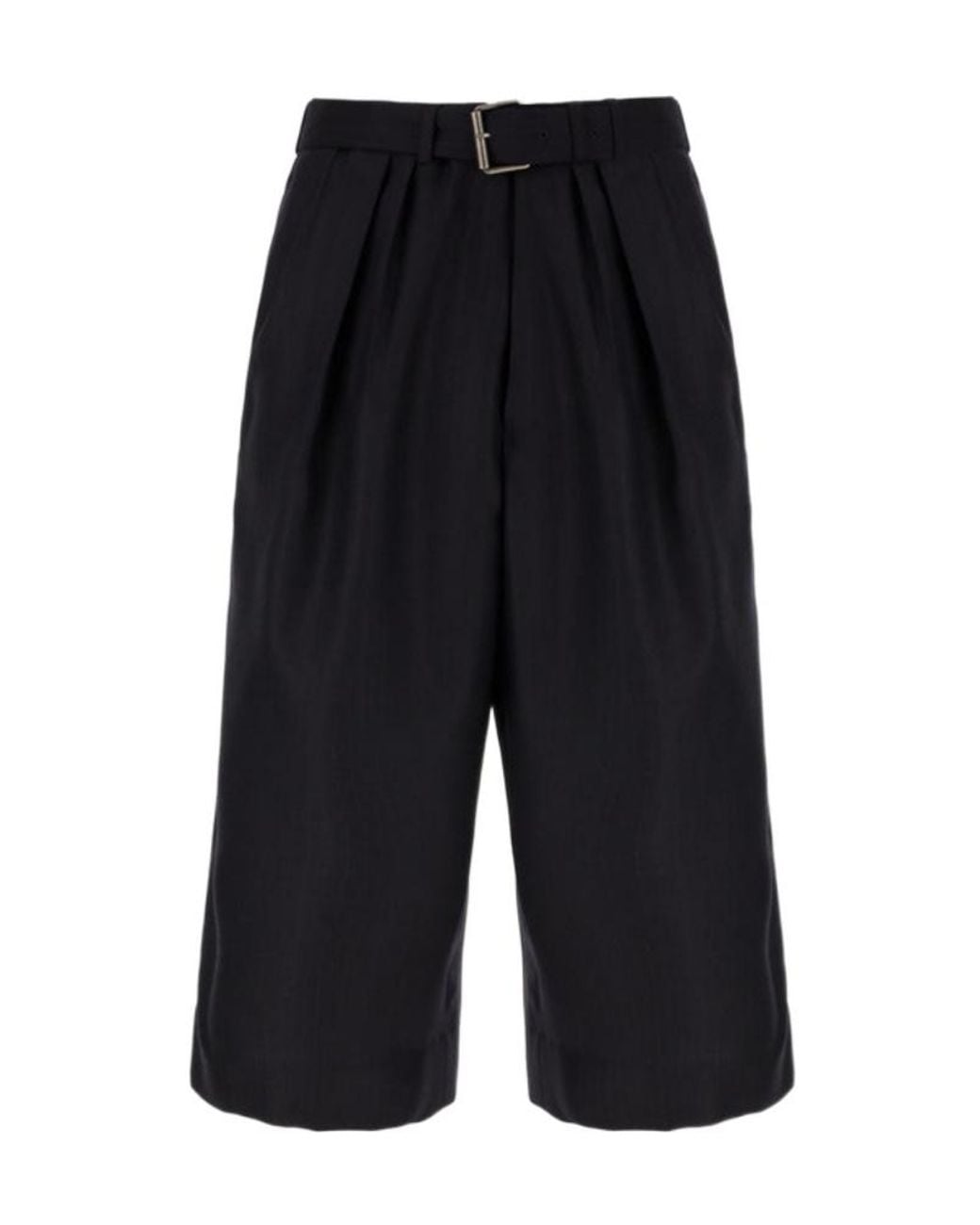 Dries Van Noten Black Belted Light Wool Shorts for men
