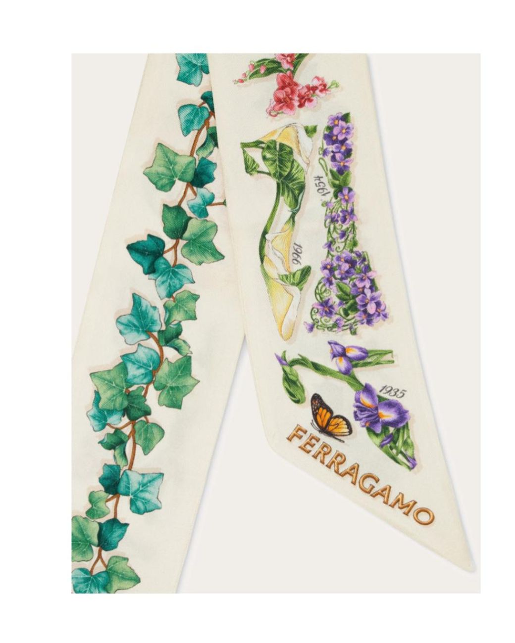 Ferragamo White Printed Flower Headband