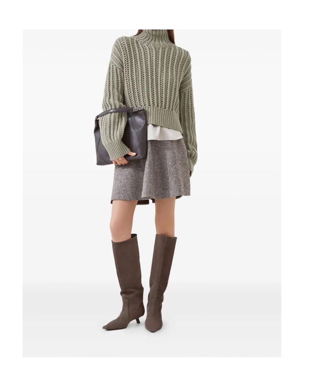 Brunello Cucinelli Gray Long Sleeve Blouse