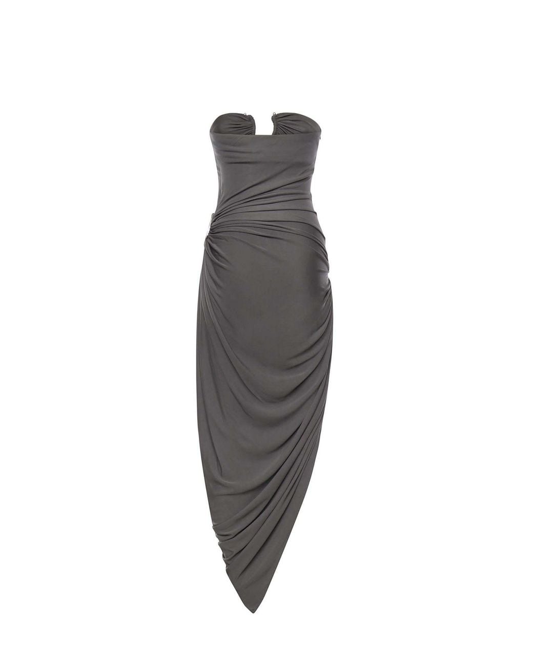 Christopher Esber Gray Orica Ruched Jersey Strapless Dress