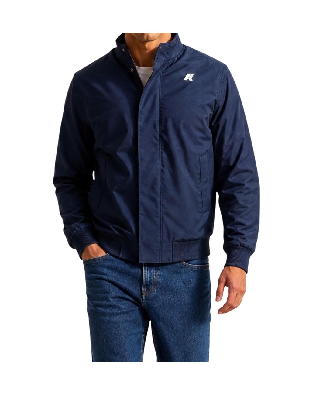 K-Way Blue Zip-Up High Collar Jacket for men