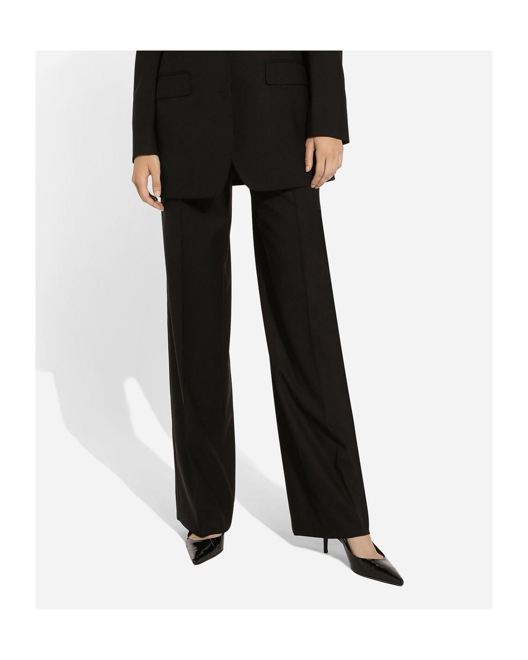 Dolce & Gabbana Black Wool Straight-Leg Trousers