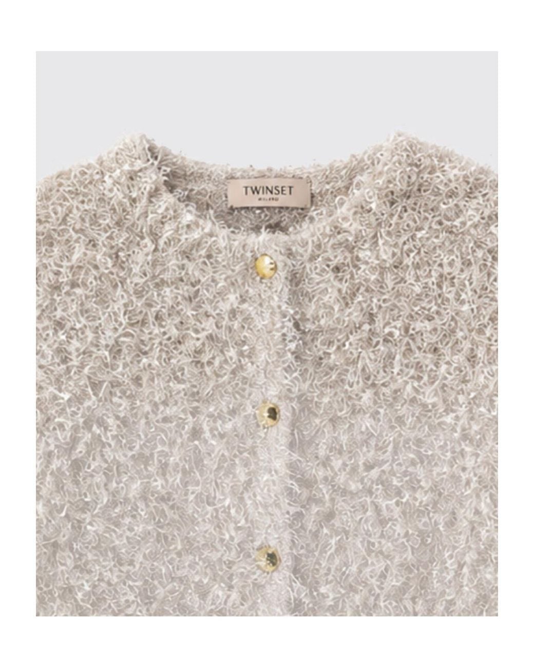 Twinset Natural Sequined Knitted Jacket