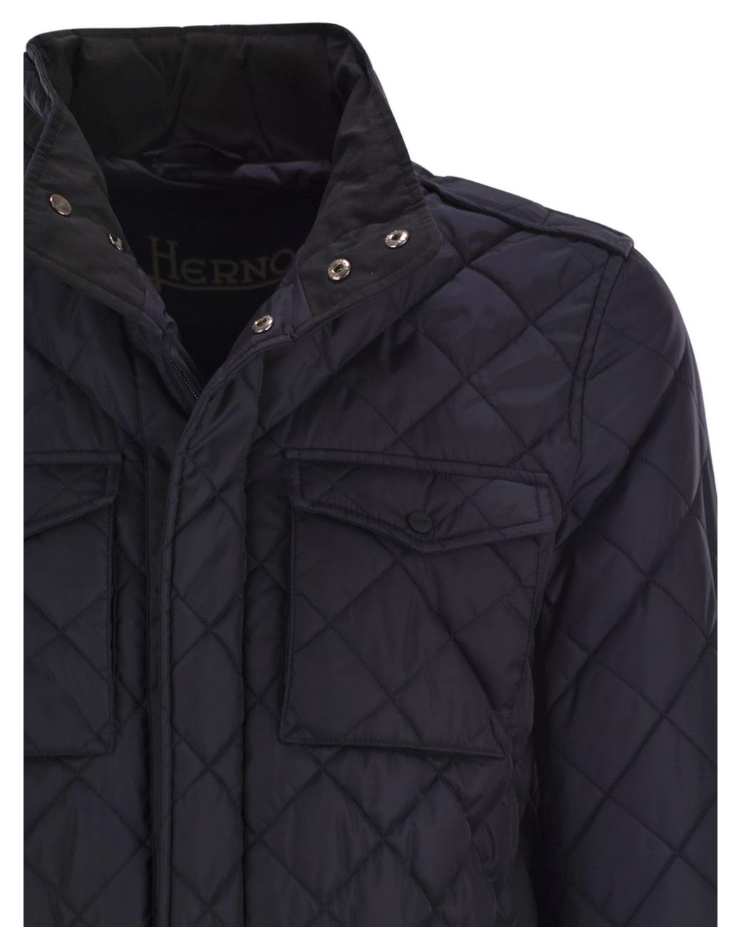 Herno Blue Diamond Quilted Cotton Jacket for men