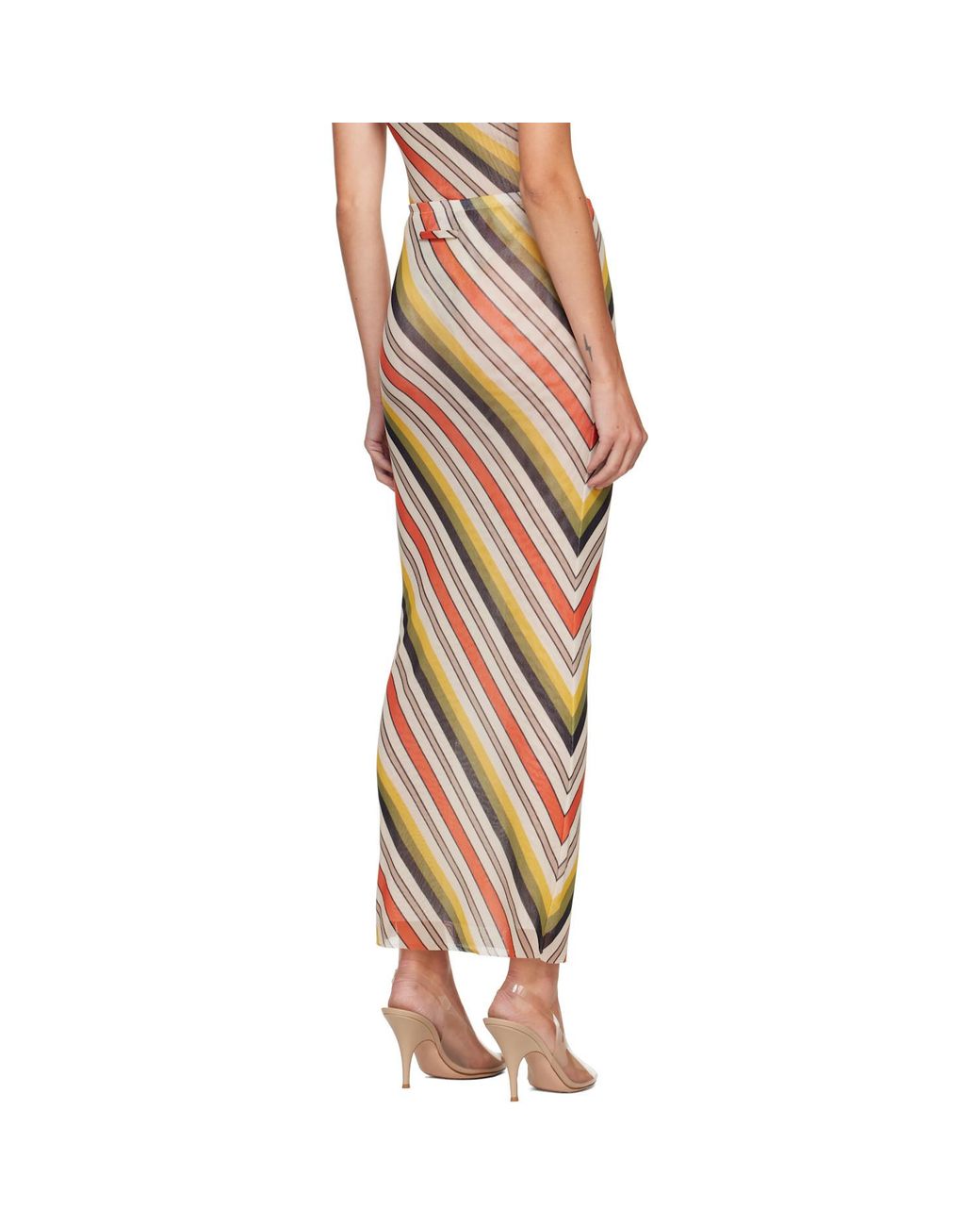 Jean Paul Gaultier Metallic Vintage Striped Maxi Dress