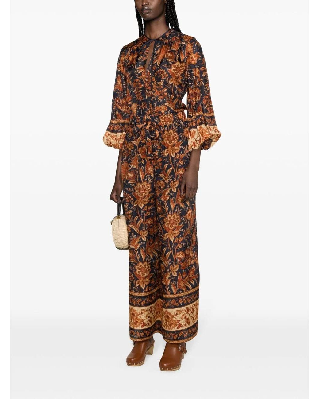 Zimmermann Brown Drawstring Waistband Relaxed Pants With Elasticated Cuffs