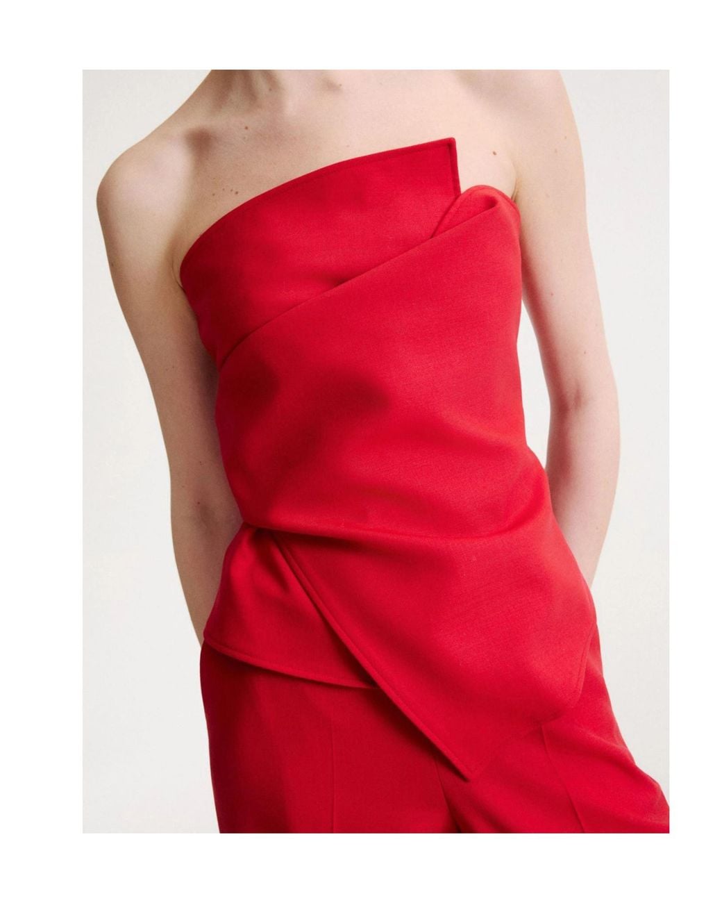 Marella Red Crisscross Pleated Bandeau