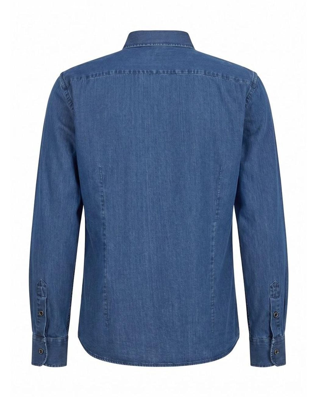Peserico Blue Washed Denim Shirt for men