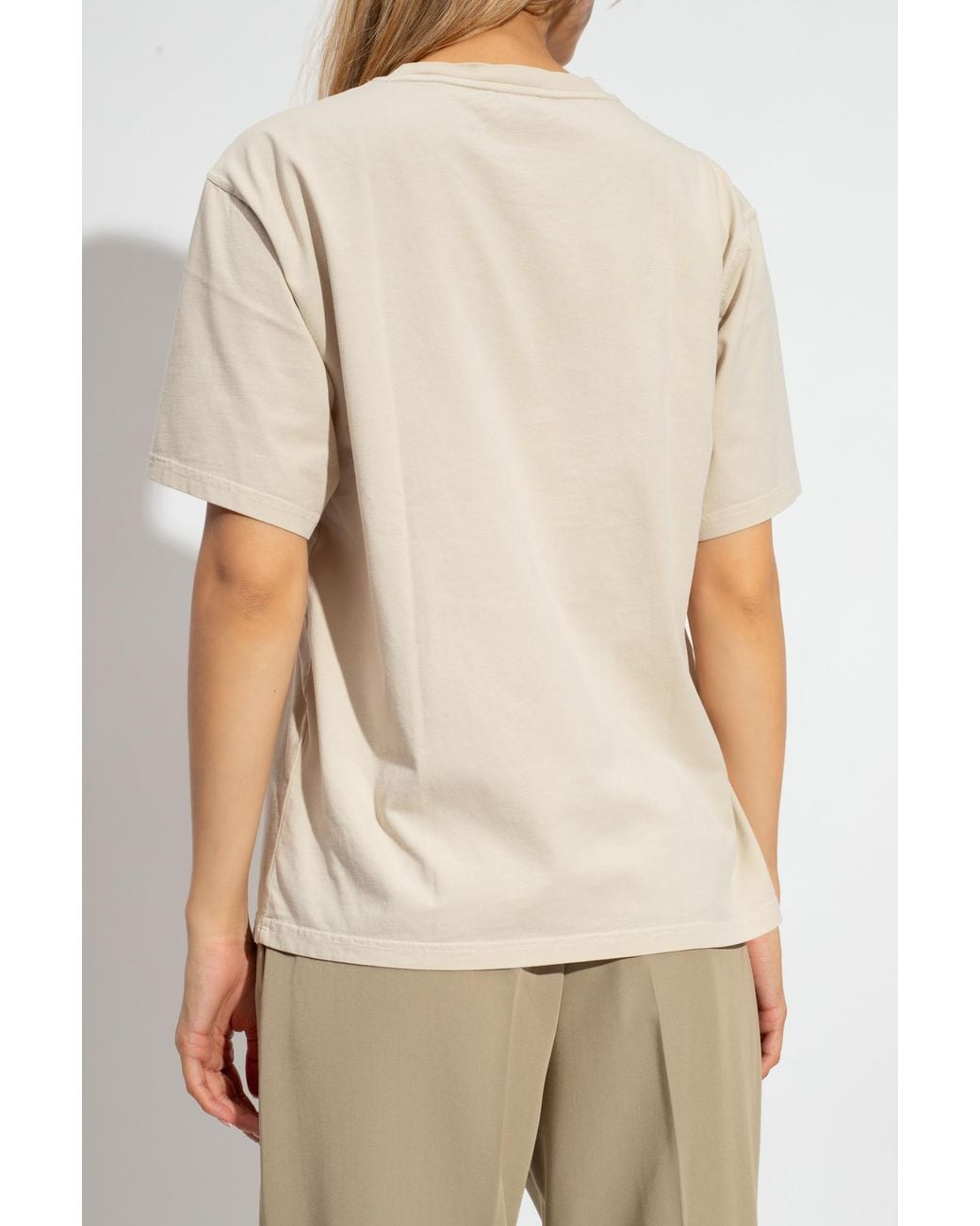 Nanushka White Logo Embroidered Crewneck T-Shirt