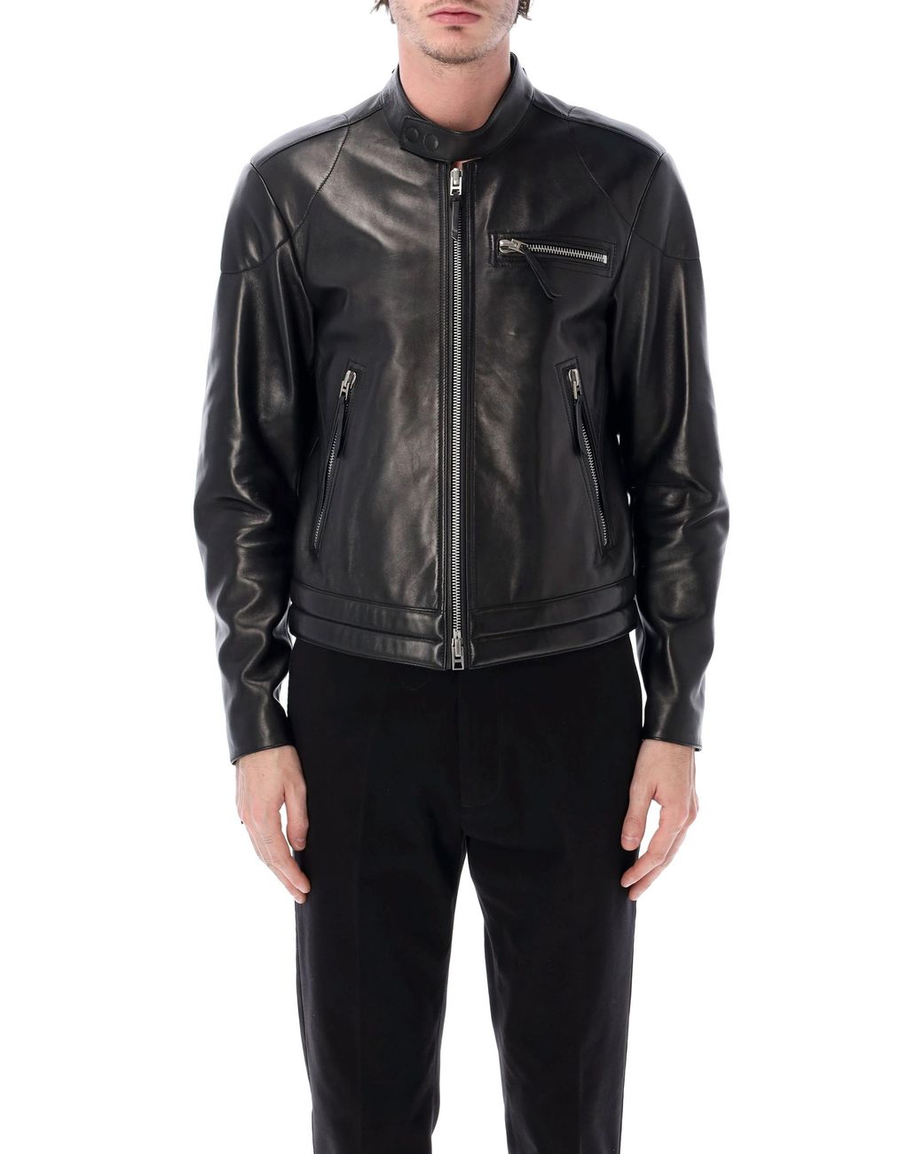 Tom Ford Black Leather Biker Jacket for men
