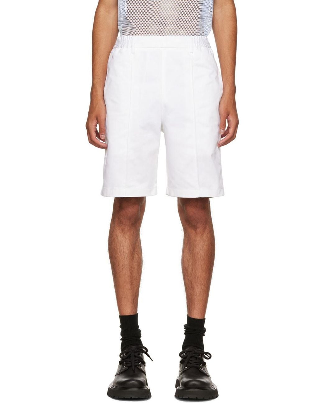 AMI White Elasticated Bermuda for men