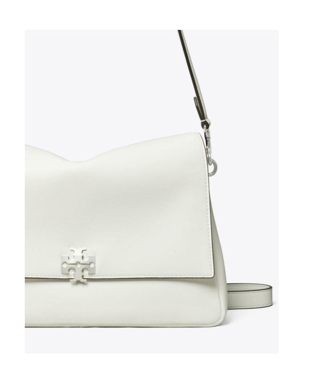 Tory Burch White Kira Logo Plaque Shoulder Bag