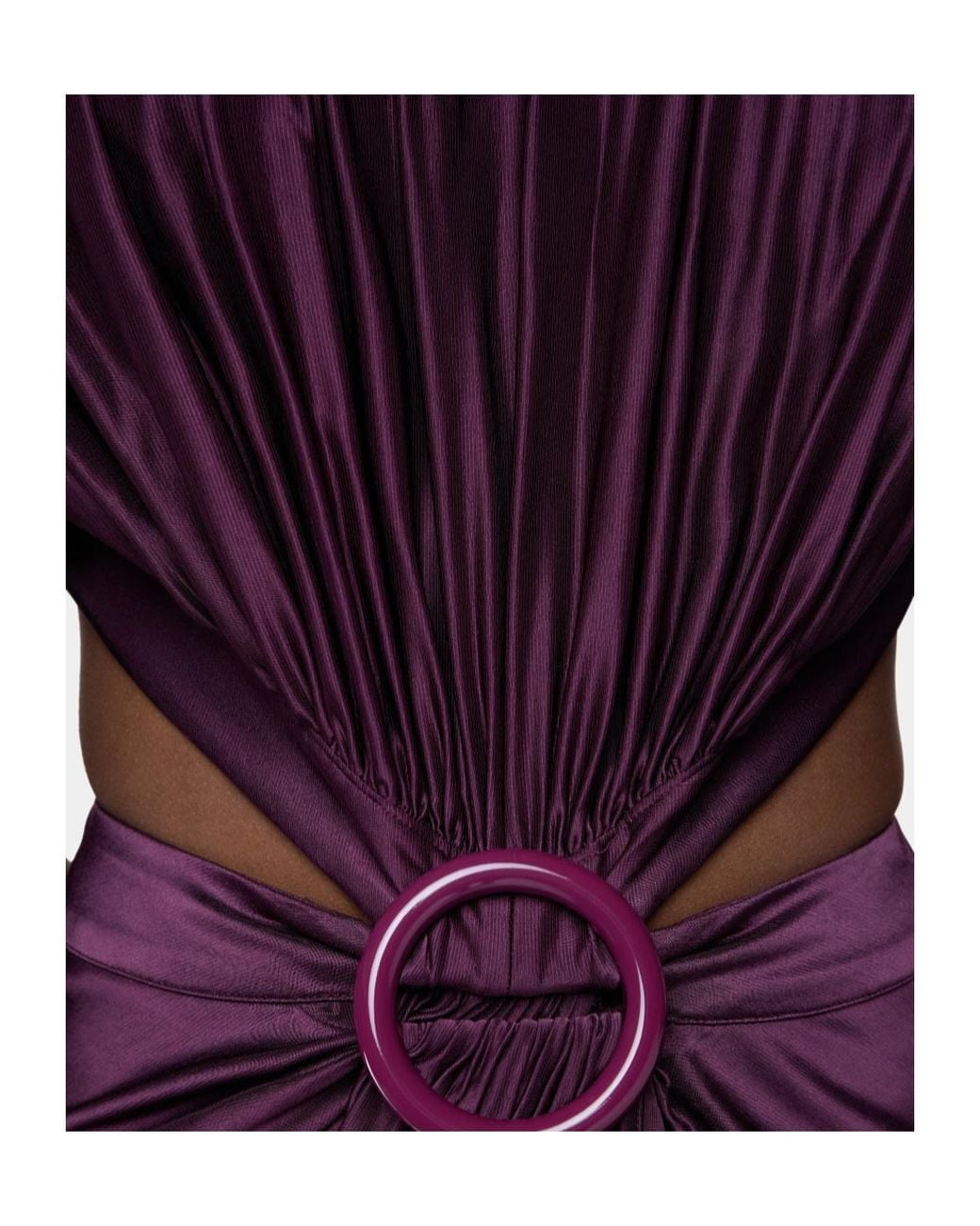 Rabanne Purple Rabanne Ring-Detailed Ruched Maxi Dress