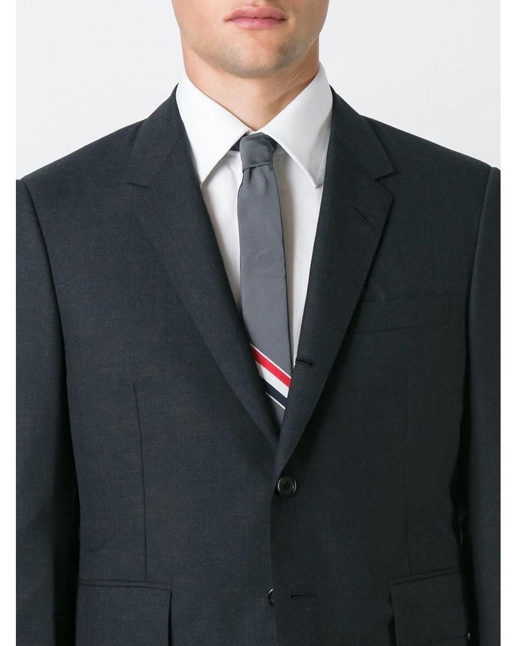 Thom Browne White Rwb Stripe Tie for men