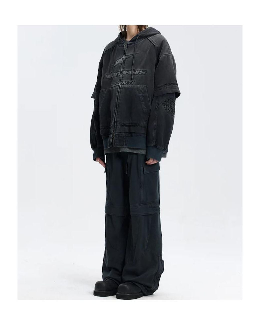 Juun.J Black Long-Sleeve Hooded Jacket for men