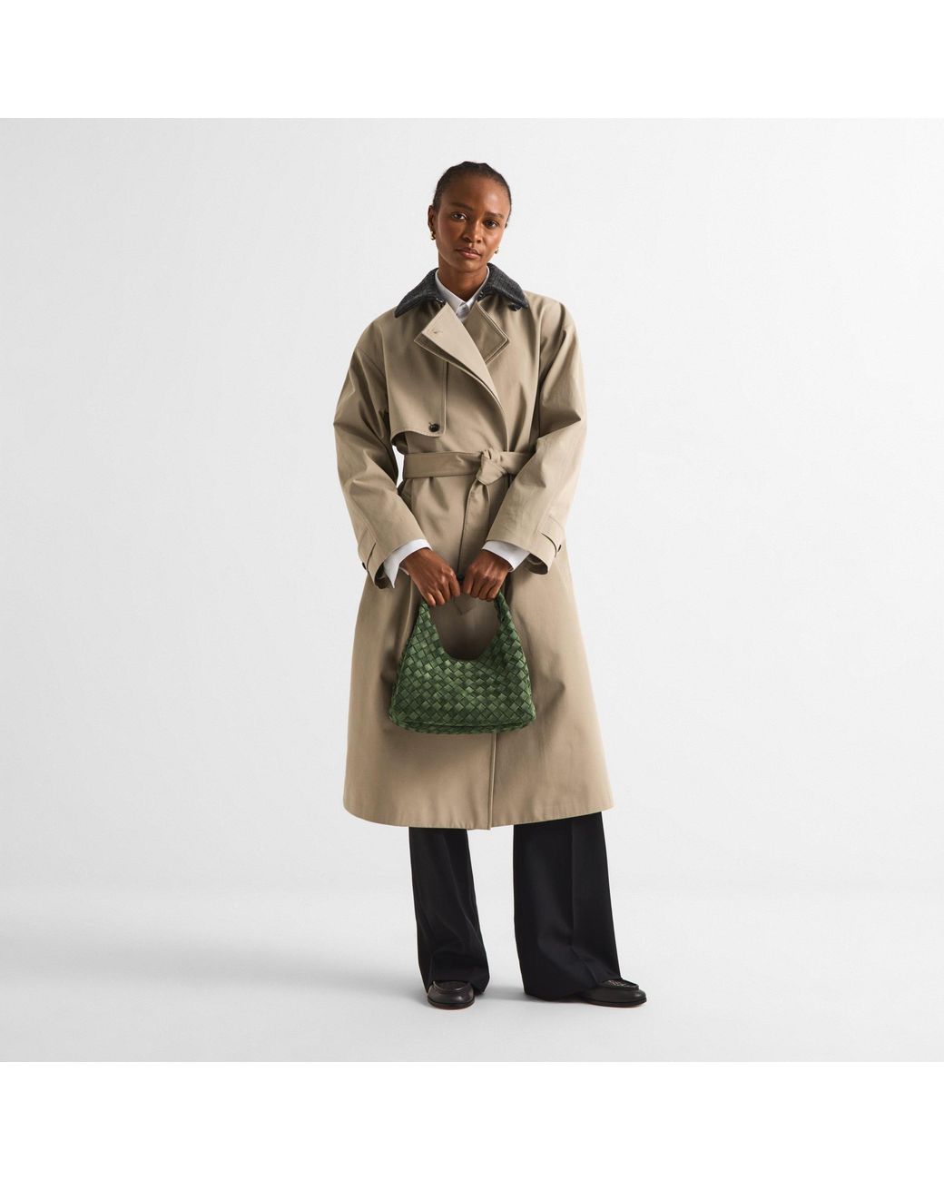 Bottega Veneta Green Military Suede Woven Handbag
